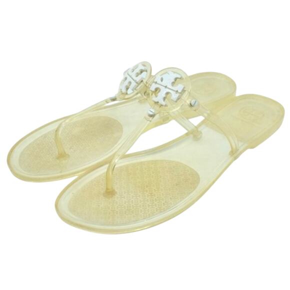 Tory Burch Miller Jelly Thong Sandals, PVC Style With White Medallion, Size 8 - Picture 1 of 6